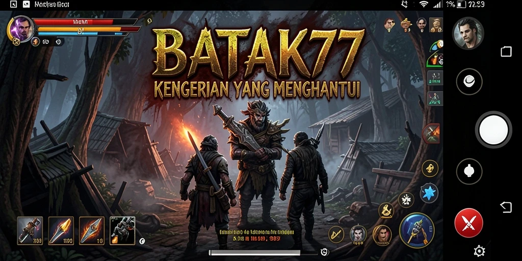 Tampilan gameplay menyeramkan yang menunjukkan ketegangan dalam BATIK77.