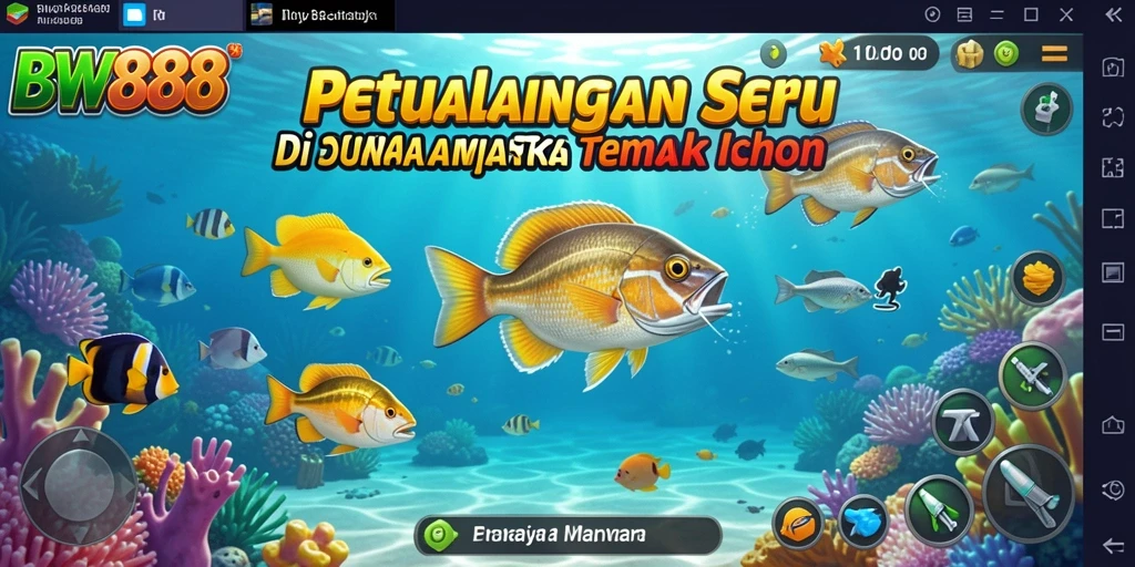 Menampilkan aksi seru menembak ikan di BW888.