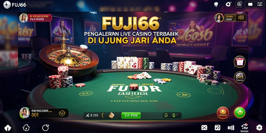 Tampilan gameplay Live Casino FUJI66 dengan dealer profesional dan antarmuka menarik.