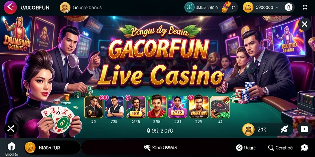 Menampilkan gameplay seru GACORFUN dengan dealer langsung dan interaksi nyata.