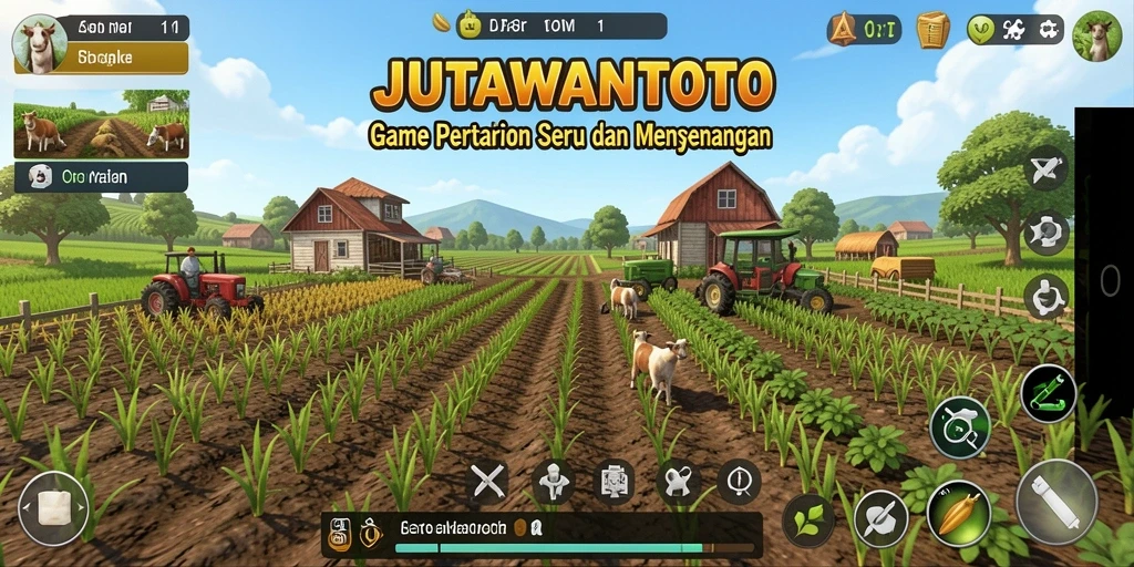Tangkapan layar gameplay JUTAWANTOTO menampilkan aktivitas pertanian yang menarik.