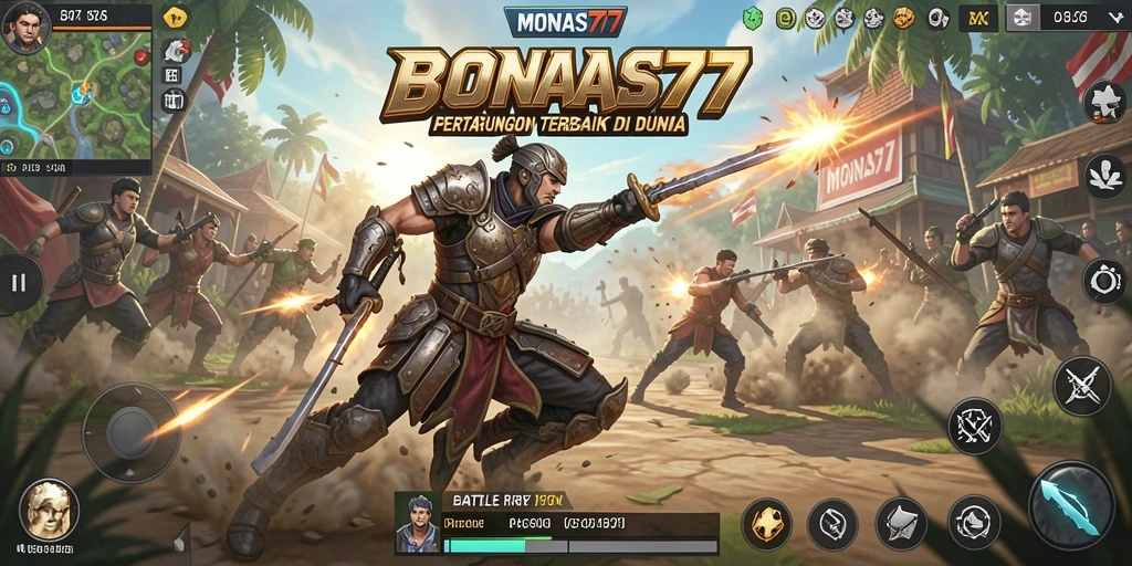 Tangkapan layar MONAS77 menampilkan aksi seru dalam pertarungan Battle Royale.
