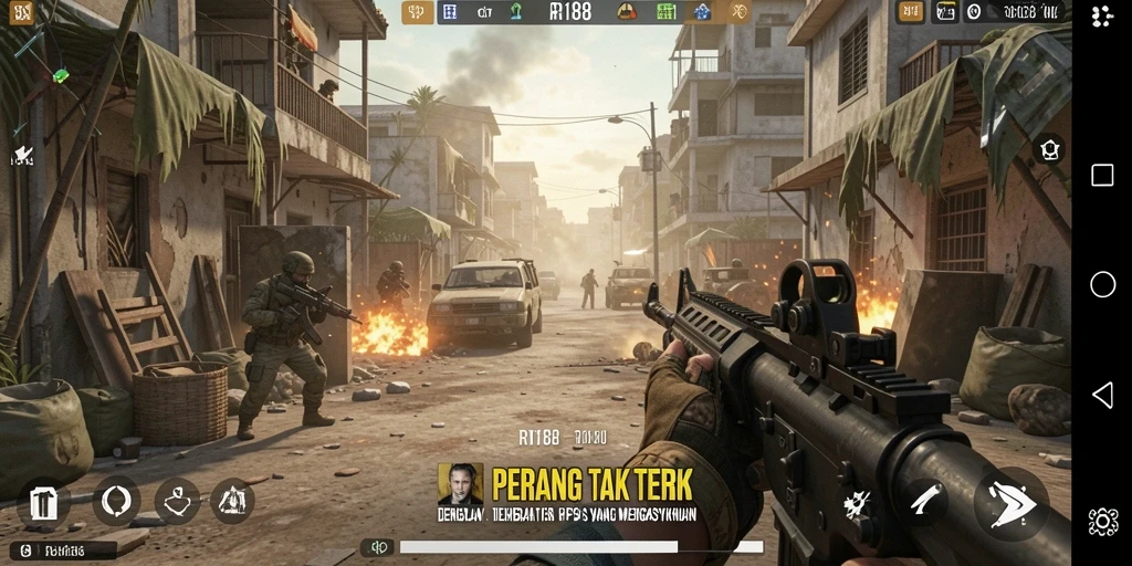 Tangkapan layar gameplay menampilkan aksi menembak yang mendebarkan di RI188.