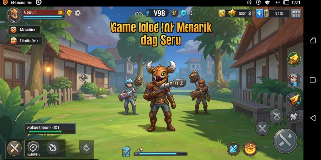 Tampilan gameplay V98 yang menarik dan menawan pada saat bermain game Idle.