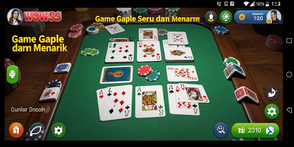 Tampilan gameplay Gaple yang seru dan interaktif di WOW33.